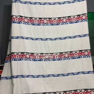 Vintage Embroidered Red White Blue King Size Bedspread 76"x103"see Pictures